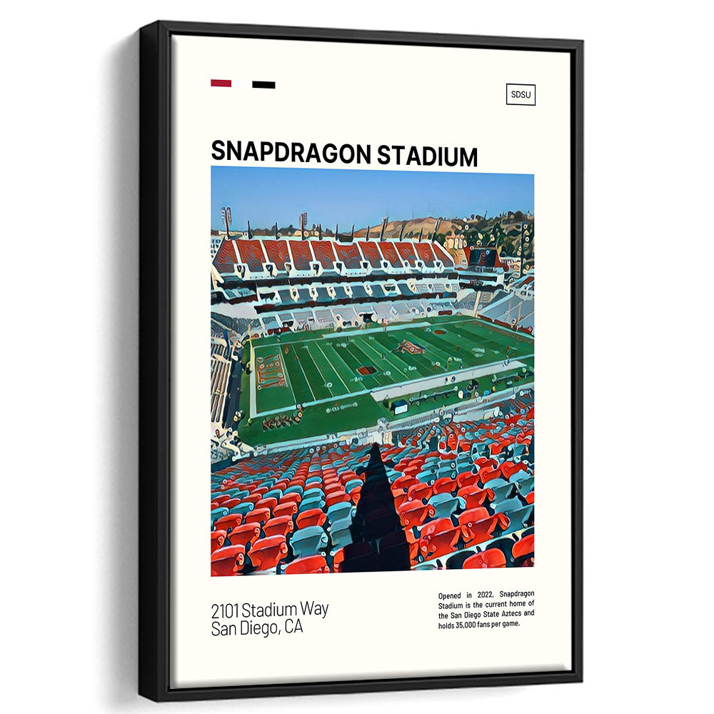 Snapdragon Stadium Print, San Diego State Aztecs Stadium Canvas Art, Man Cave Gift, Floating Framed Canvas Print Wall Art