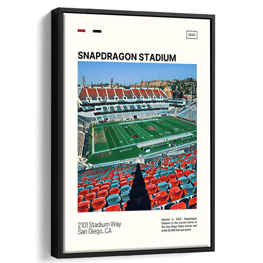 Snapdragon Stadium Print, San Diego State Aztecs Stadium Canvas Art, Man Cave Gift, Floating Framed Canvas Print Wall Art
