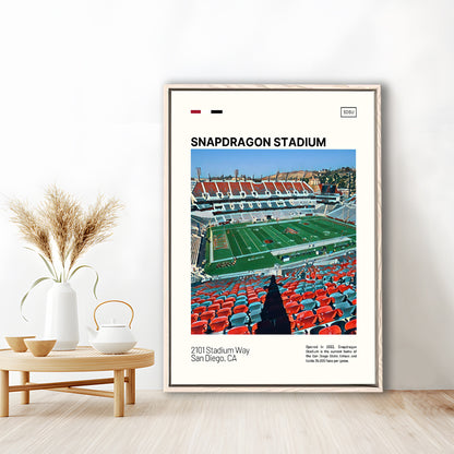 Snapdragon Stadium Print, San Diego State Aztecs Stadium Canvas Art, Man Cave Gift, Floating Framed Canvas Print Wall Art
