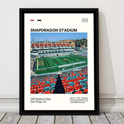 Snapdragon Stadium Print, San Diego State Aztecs Stadium Canvas Art, Man Cave Gift, Floating Framed Canvas Print Wall Art