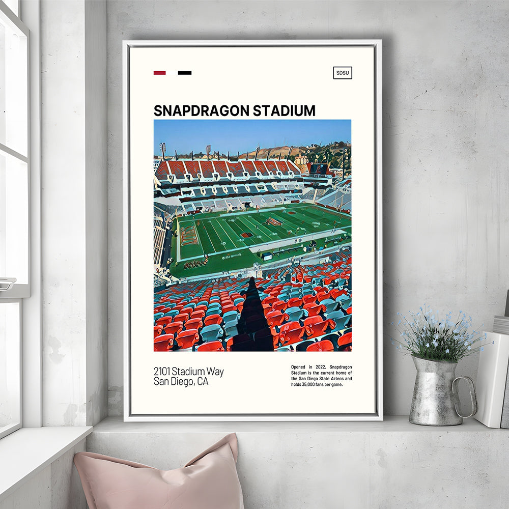 Snapdragon Stadium Print, San Diego State Aztecs Stadium Canvas Art, Man Cave Gift, Floating Framed Canvas Print Wall Art