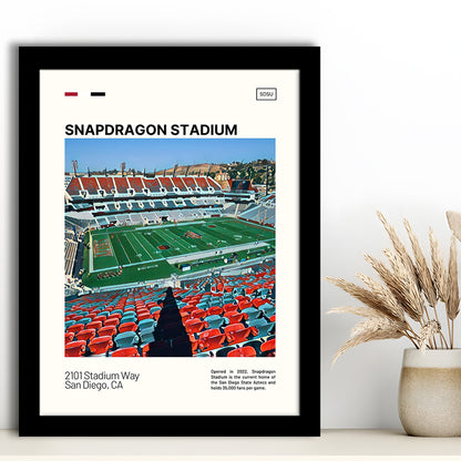 Snapdragon Stadium Print, San Diego State Aztecs Stadium Art, Gifts for him, Sport Art, Framed Art Print Wall Decor