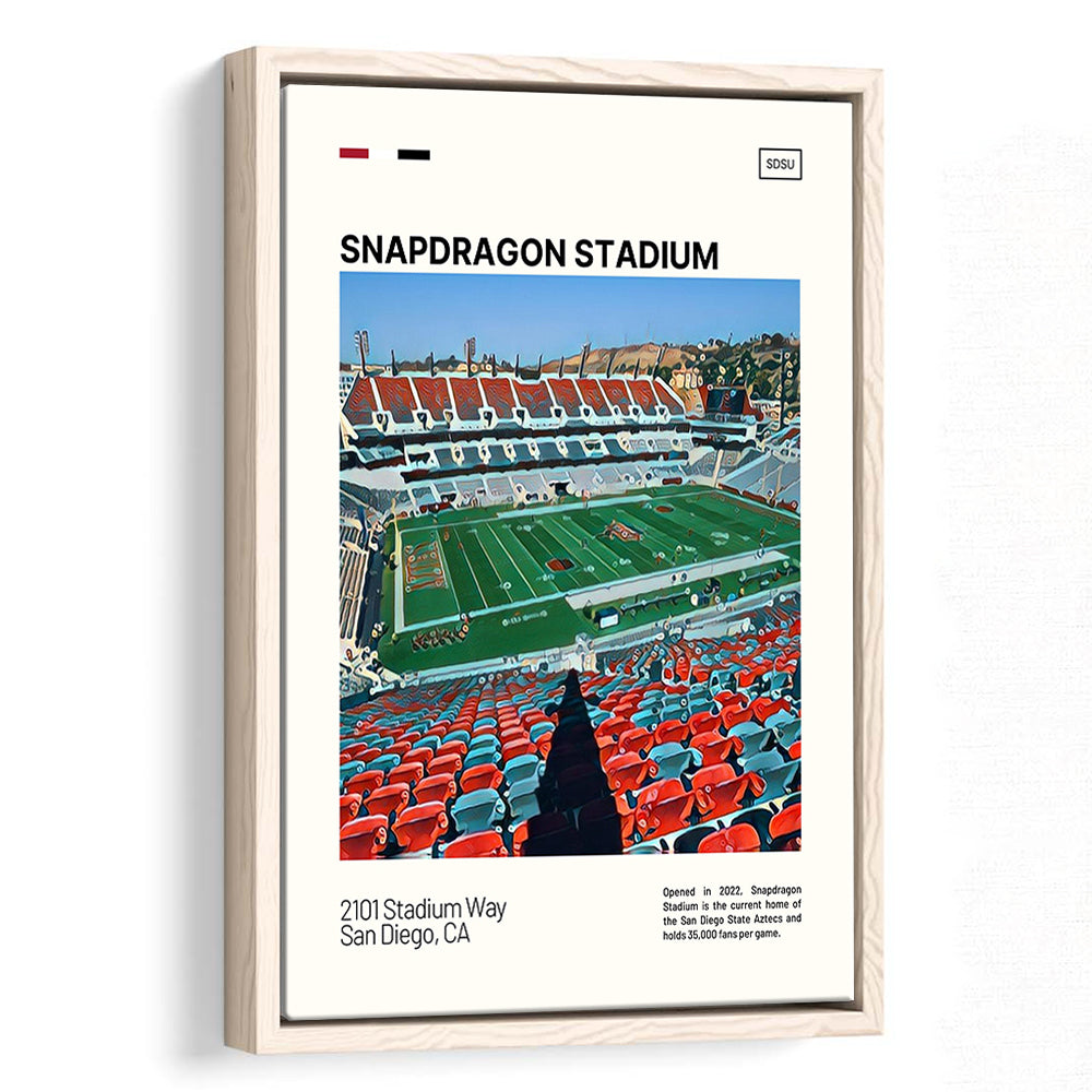 Snapdragon Stadium Print, San Diego State Aztecs Stadium Canvas Art, Man Cave Gift, Floating Framed Canvas Print Wall Art
