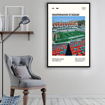 Snapdragon Stadium Print, San Diego State Aztecs Stadium Canvas Art, Man Cave Gift, Floating Framed Canvas Print Wall Art