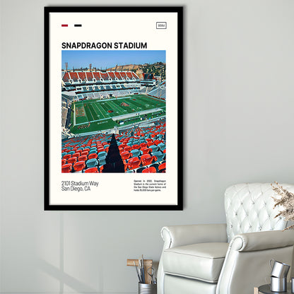 Snapdragon Stadium Print, San Diego State Aztecs Stadium Art, Gifts for him, Sport Art, Framed Art Print Wall Decor
