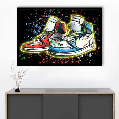 Sneakers Art, Shoes Painting, Painting Art Print, Framed Art Print Wall Decor, Neon Art Print, Picture Framed