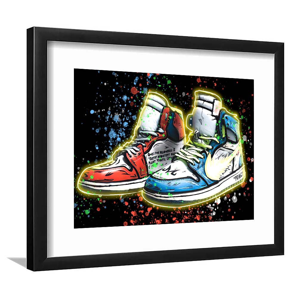 Sneakers Art, Shoes Painting, Painting Art Print, Framed Art Print Wall Decor, White Border, Framed Picture