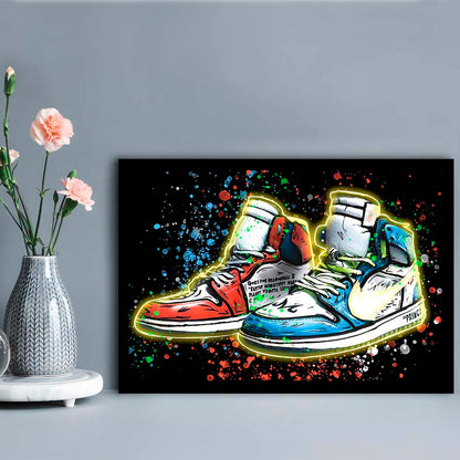 Sneakers Art, Shoes Painting, Painting Art Print, Framed Art Print Wall Decor, Neon Art Print, Picture Framed