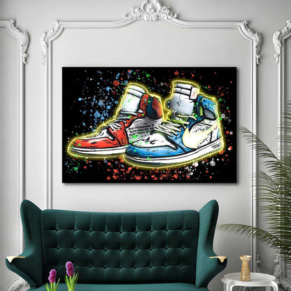 Sneakers Art, Shoes Painting, Painting Art Print, Framed Art Print Wall Decor, Neon Art Print, Picture Framed
