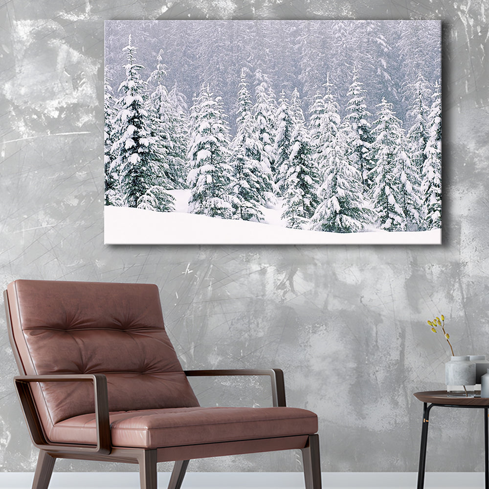 Snow covered pine trees Canvas Wall Art, Cavas Print Wall Art Hom Decor