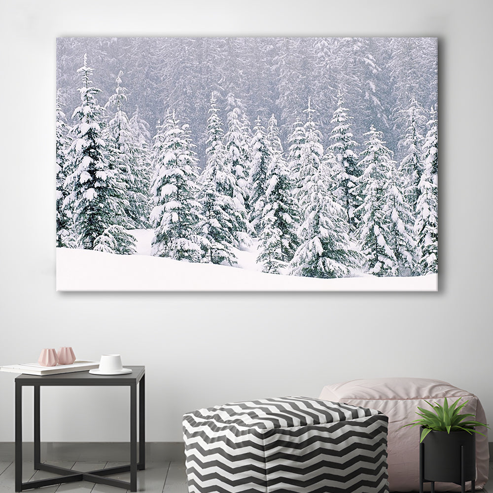 Snow covered pine trees Canvas Wall Art, Cavas Print Wall Art Hom Decor