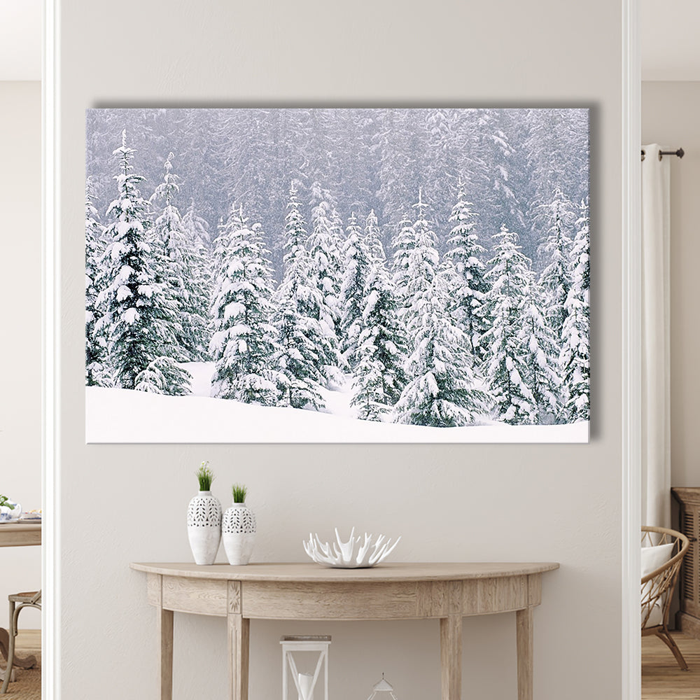 Snow covered pine trees Canvas Wall Art, Cavas Print Wall Art Hom Decor