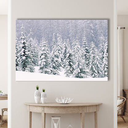 Snow covered pine trees Canvas Wall Art, Cavas Print Wall Art Hom Decor