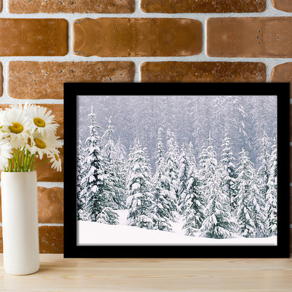 Snow Covered Pine Trees Art Wall Art, Framed Art Print, Picture Framed