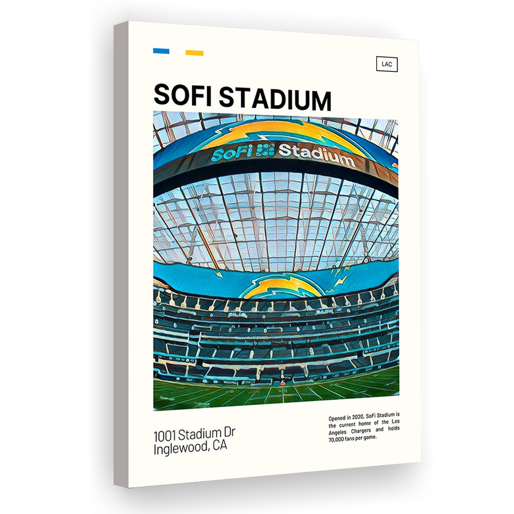 SoFi Stadium Print, Los Angeles Chargers Stadium Canvas Art, Fan Gifts, Sport Art, Canvas Print Wall Art
