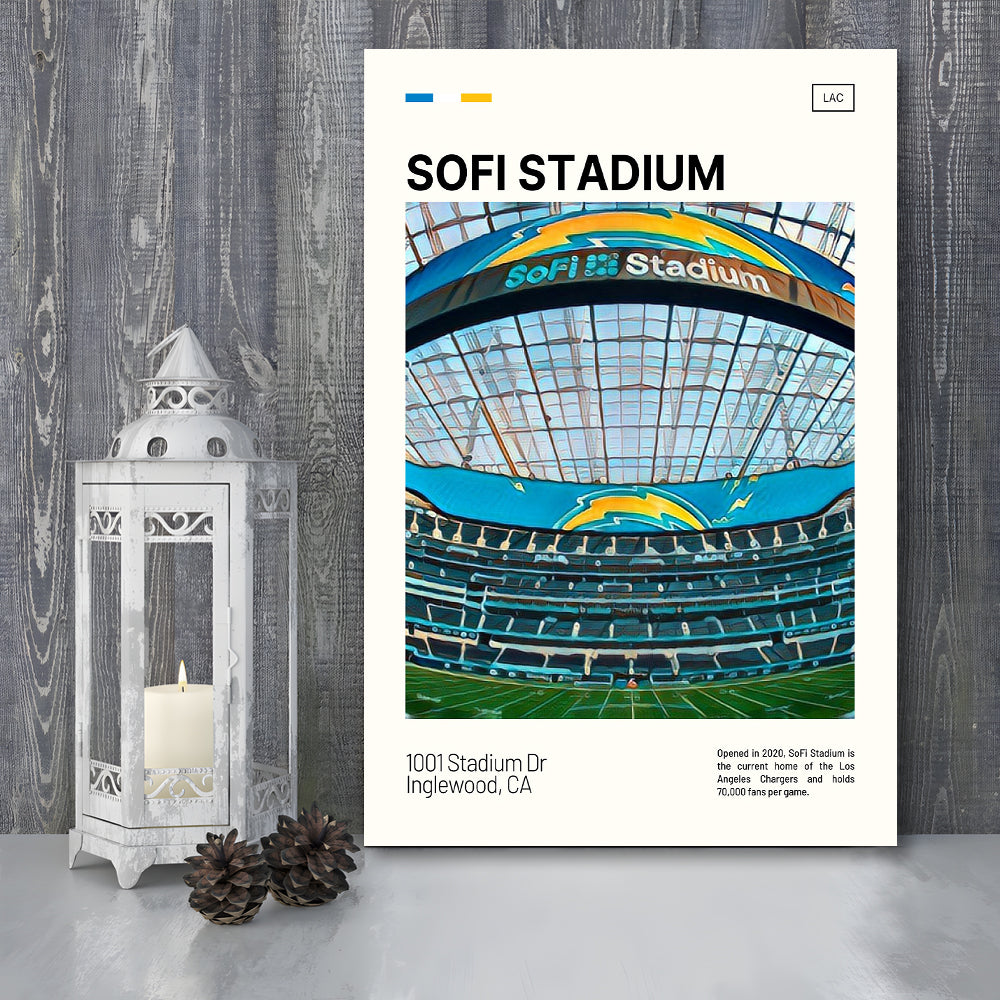 SoFi Stadium Print, Los Angeles Chargers Stadium Canvas Art, Fan Gifts, Sport Art, Canvas Print Wall Art