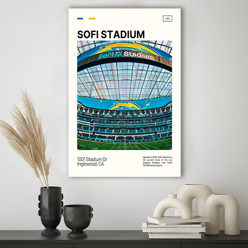 SoFi Stadium Print, Los Angeles Chargers Stadium Canvas Art, Fan Gifts, Sport Art, Canvas Print Wall Art