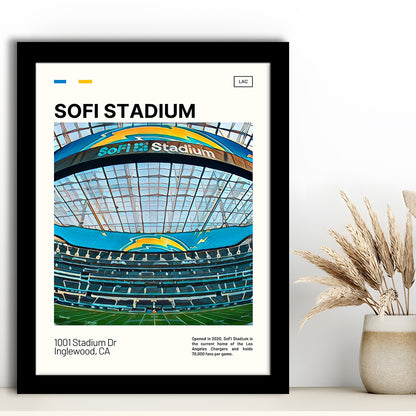 SoFi Stadium Print, Los Angeles Chargers Stadium Art, Gifts for him, Sport Art, Framed Art Print Wall Decor