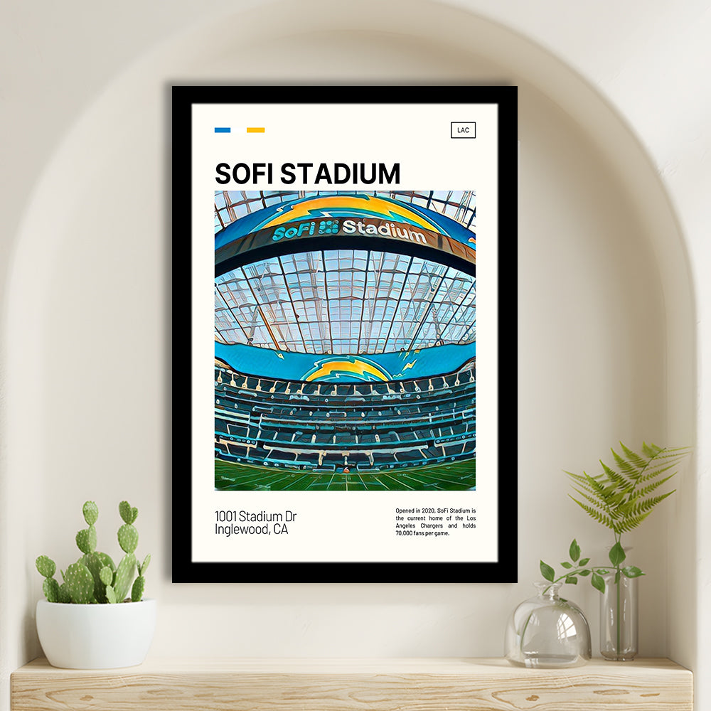 SoFi Stadium Print, Los Angeles Chargers Stadium Art, Gifts for him, Sport Art, Framed Art Print Wall Decor