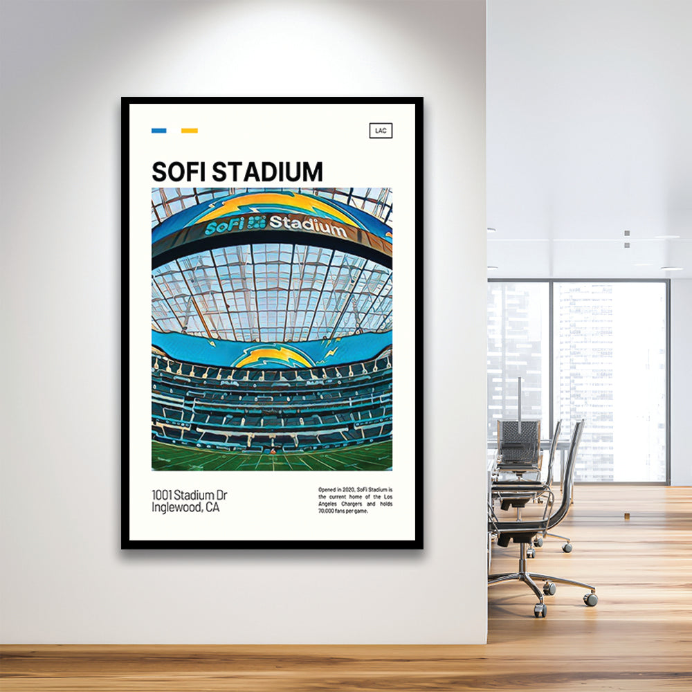 SoFi Stadium Print, Los Angeles Chargers Stadium Art, Gifts for him, Sport Art, Framed Art Print Wall Decor