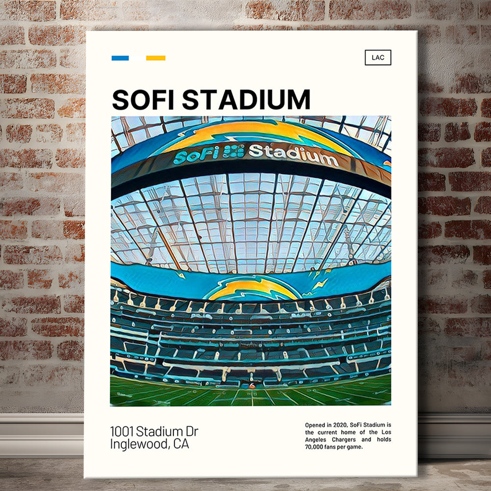 SoFi Stadium Print, Los Angeles Chargers Stadium Canvas Art, Fan Gifts, Sport Art, Canvas Print Wall Art