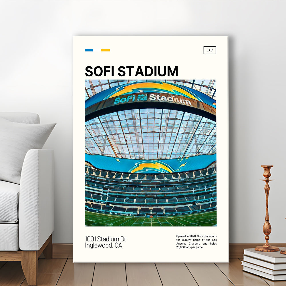 SoFi Stadium Print, Los Angeles Chargers Stadium Canvas Art, Fan Gifts, Sport Art, Canvas Print Wall Art