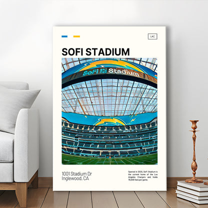SoFi Stadium Print, Los Angeles Chargers Stadium Canvas Art, Fan Gifts, Sport Art, Canvas Print Wall Art