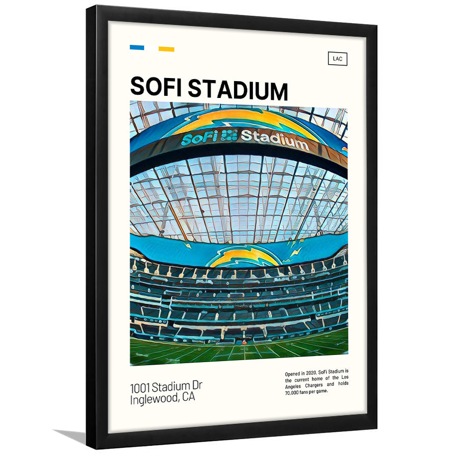 SoFi Stadium Print, Los Angeles Chargers Stadium Art, Gifts for him, Sport Art, Framed Art Print Wall Decor