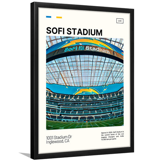 SoFi Stadium Print, Los Angeles Chargers Stadium Art, Gifts for him, Sport Art, Framed Art Print Wall Decor
