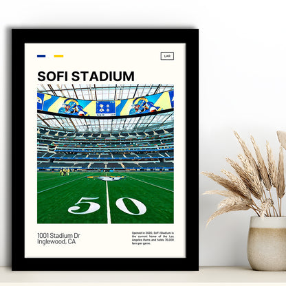 SoFi Stadium Print, Los Angeles Rams Stadium Art, Gifts for him, Sport Art, Framed Art Print Wall Decor