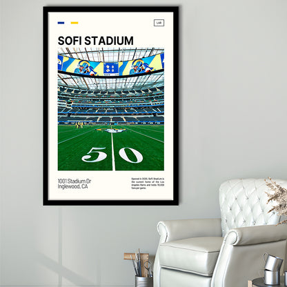 SoFi Stadium Print, Los Angeles Rams Stadium Art, Gifts for him, Sport Art, Framed Art Print Wall Decor