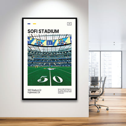 SoFi Stadium Print, Los Angeles Rams Stadium Art, Gifts for him, Sport Art, Framed Art Print Wall Decor