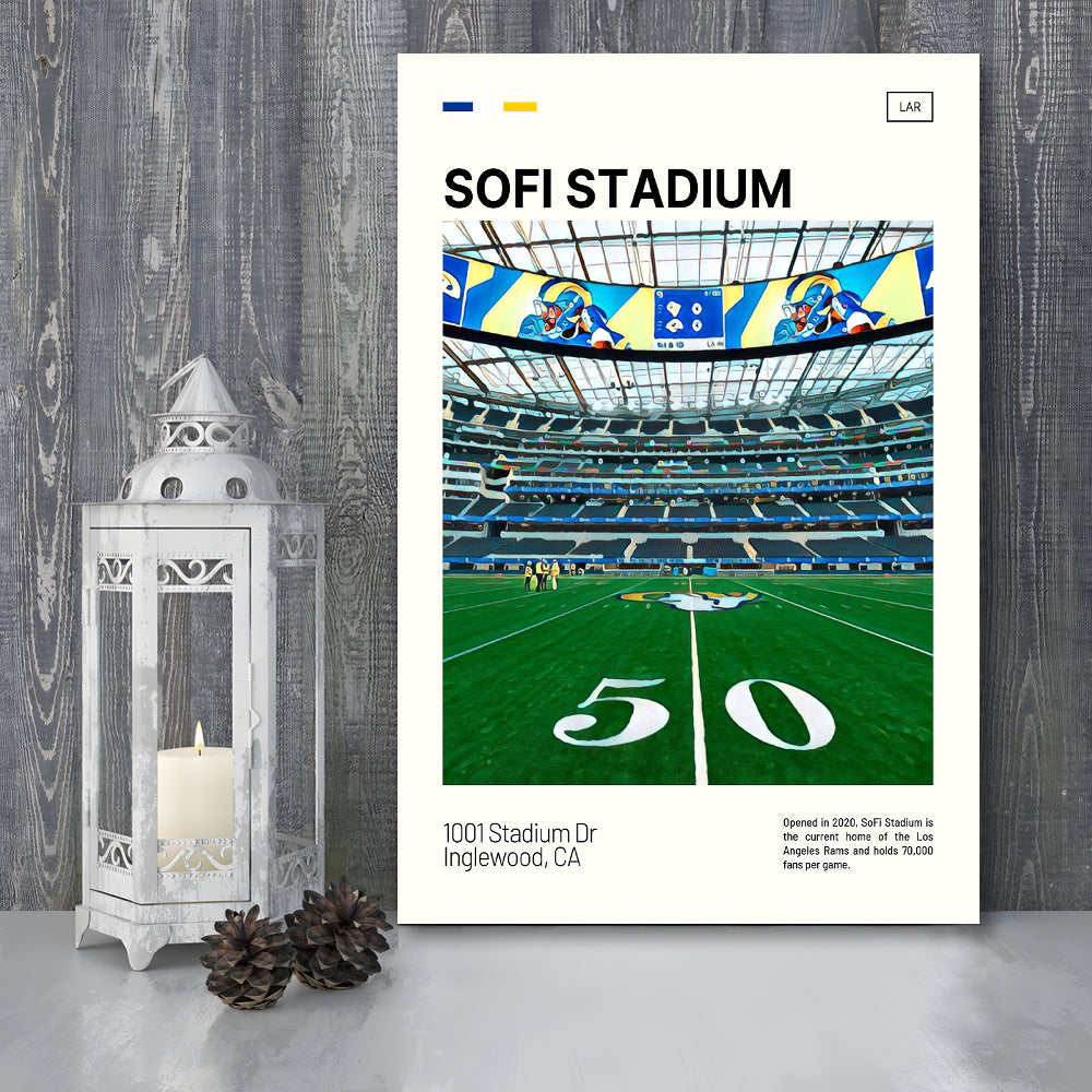 SoFi Stadium Print, Los Angeles Rams Stadium Canvas Art, Fan Gifts