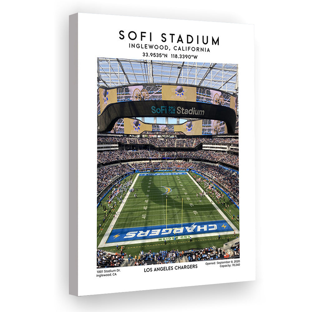 Sofi Stadium, Los Angeles Chargers Football Stadium Wall Art Print, Canvas Prints Wall Art, Man Cave Decor