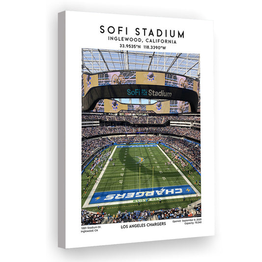 Sofi Stadium, Los Angeles Chargers Football Stadium Wall Art Print, Canvas Prints Wall Art, Man Cave Decor