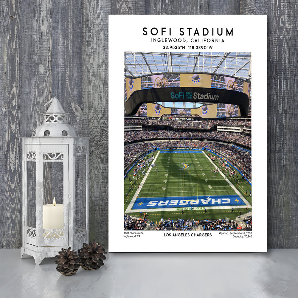 Sofi Stadium, Los Angeles Chargers Football Stadium Wall Art Print, Canvas Prints Wall Art, Man Cave Decor