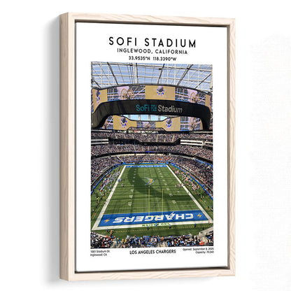 Sofi Stadium, Los Angeles Chargers Football Stadium Wall Art Print, Framed Canvas Prints Wall Art