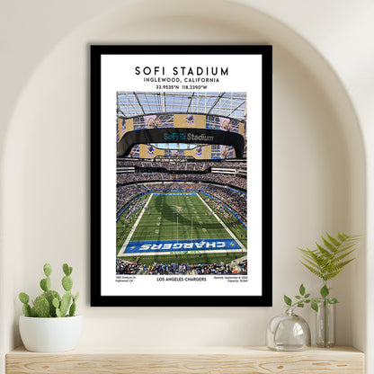 Sofi Stadium, Los Angeles Chargers Football Stadium Wall Art Print, Framed Art Prints Wall Decor