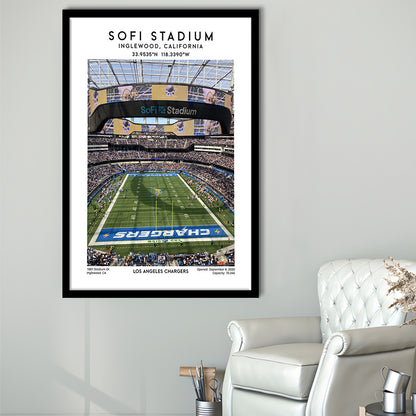 Sofi Stadium, Los Angeles Chargers Football Stadium Wall Art Print, Framed Art Prints Wall Decor