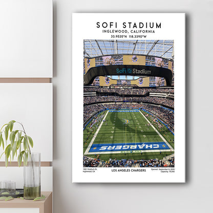 Sofi Stadium, Los Angeles Chargers Football Stadium Wall Art Print, Canvas Prints Wall Art, Man Cave Decor