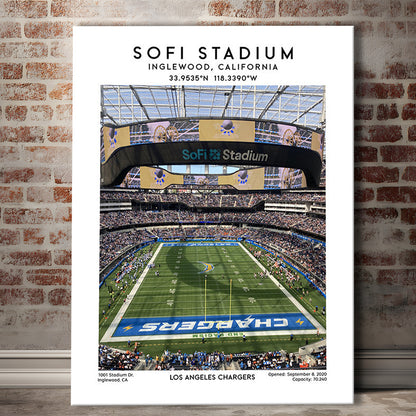 Sofi Stadium, Los Angeles Chargers Football Stadium Wall Art Print, Canvas Prints Wall Art, Man Cave Decor