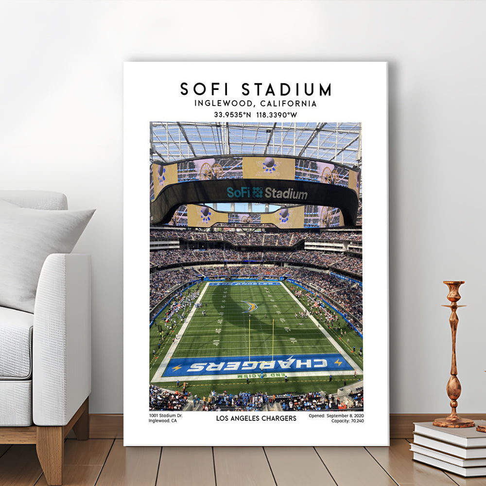 Sofi Stadium, Los Angeles Chargers Football Stadium Wall Art Print, Canvas Prints Wall Art, Man Cave Decor