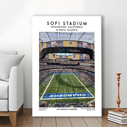 Sofi Stadium, Los Angeles Chargers Football Stadium Wall Art Print, Canvas Prints Wall Art, Man Cave Decor