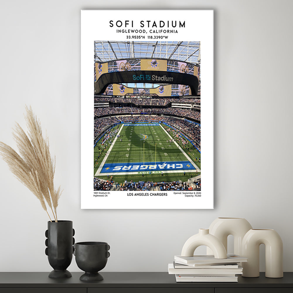 Sofi Stadium, Los Angeles Chargers Football Stadium Wall Art Print, Canvas Prints Wall Art, Man Cave Decor