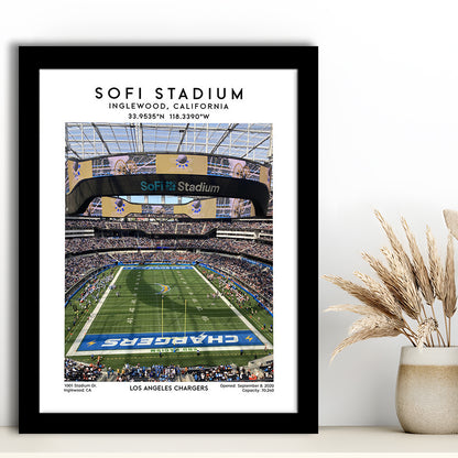 Sofi Stadium, Los Angeles Chargers Football Stadium Wall Art Print, Framed Art Prints Wall Decor