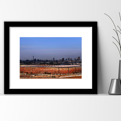 Soccer City South Africa, Stadium Canvas, Sport Art, Fan Gifts, White Border Framed Art Print Wall Decor