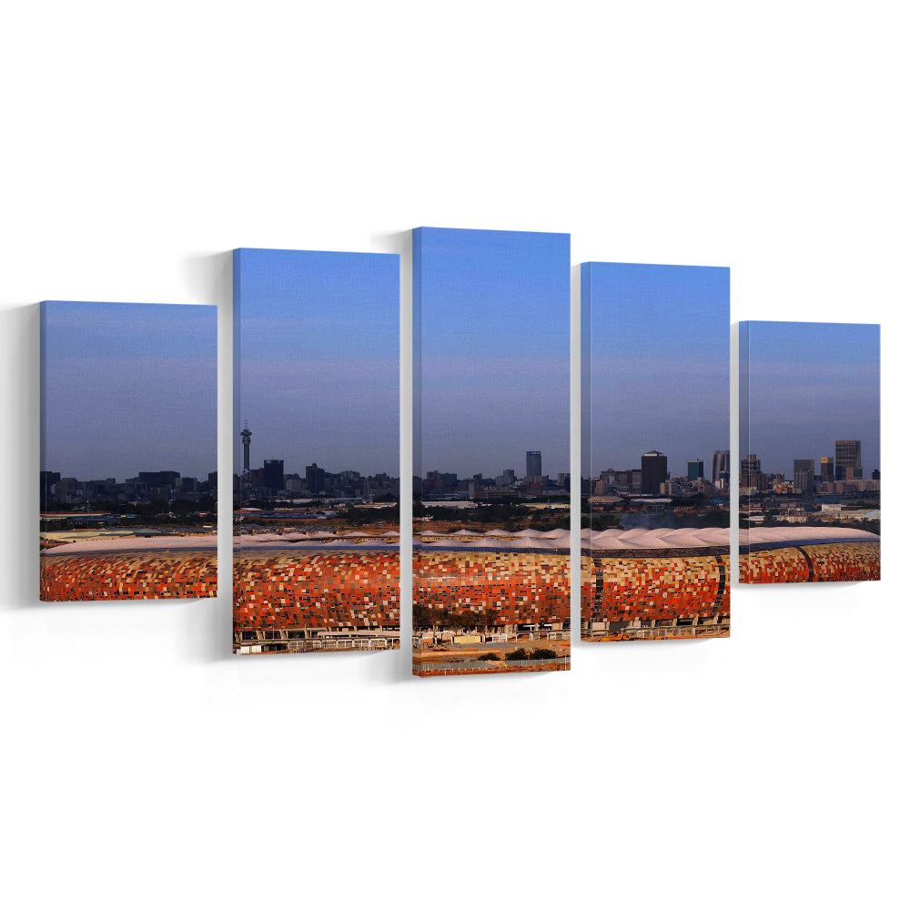 Soccer City South Africa, Stadium Canvas, Sport Art, Fan Gifts, 5 Panel, Large Canvas, Canvas Print Wall Art