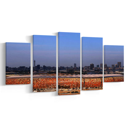 Soccer City South Africa, Stadium Canvas, Sport Art, Fan Gifts, 5 Panel, Large Canvas, Canvas Print Wall Art