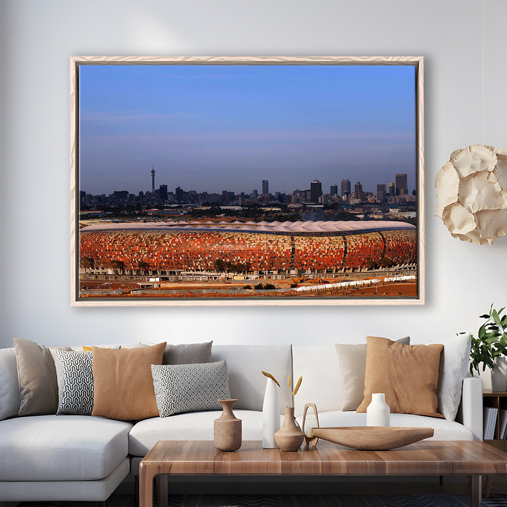 Soccer City South Africa, Stadium Canvas, Sport Art, Fan Gifts, Framed Canvas Print Wall Art, Floating Frame