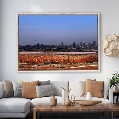 Soccer City South Africa, Stadium Canvas, Sport Art, Fan Gifts, Framed Canvas Print Wall Art, Floating Frame